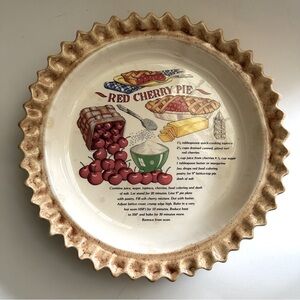 Vintage 9” Red Cherry Pie Plate